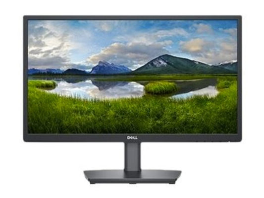 Front of the Dell E2222HS A 22 Inch Full HD Monitor with buillt in speakers and a height adjustable stand from the Dell Economy series.