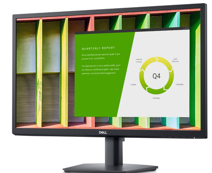 Dell E2422H - A 24 Inch Full HD Monitor from the Dell Economy series screen shows an image of a quarterly report.