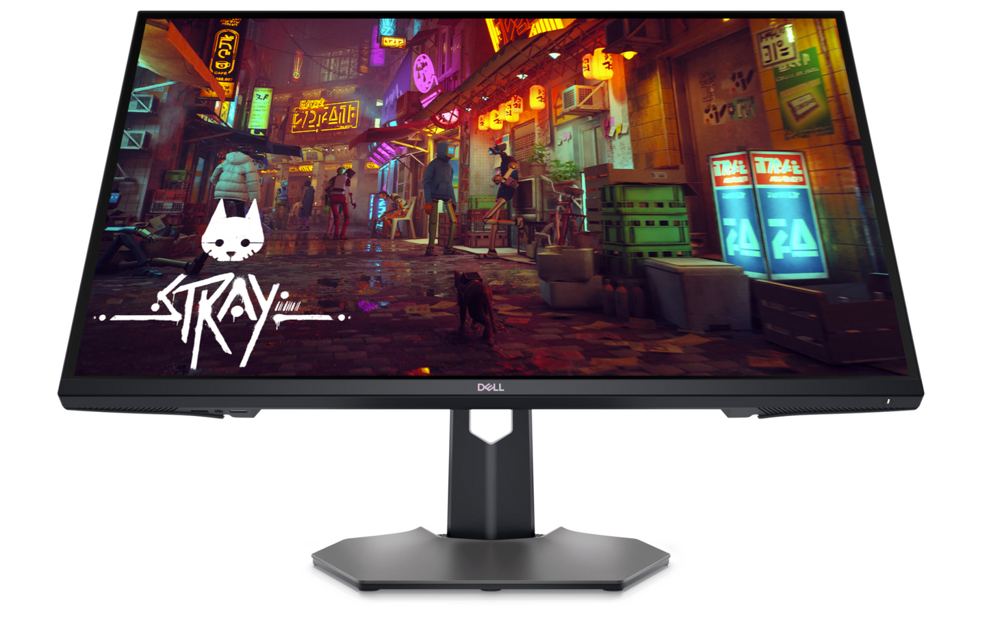 Tilted Front view of a Dell G3223Q 32 inch 4K UHD Gaming monitor showing stray gameplay on the display.