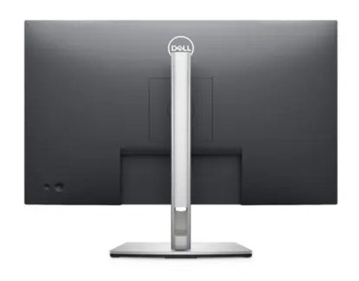 Back of The Dell professional series P2721Q a 27 inch 4K monitor The back plastics are black and the Stand has a slim profile and cable management. The stand colour is Silver.