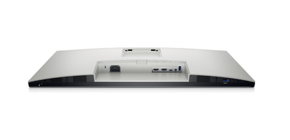 The Dell S2722DC is laid with the screen face down. There is a power button on the lower left edge of the screen. Below the stand slot the ports from left to right are, Kettle lead, HDMI, HDMI, USB-C, Audio line out, USB. There is an additional USB port on the lower right hand edge of the screen.