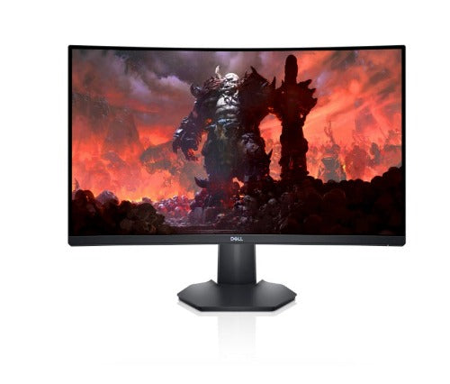 Front of the Dell S2722DGM a curved 27 inch QHD Gaming Monitor. The screen shows Spellforce 3: Fallen god Gameplay.